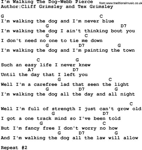 Country Musicim Walking The Dog Webb Pierce Lyrics And Chords
