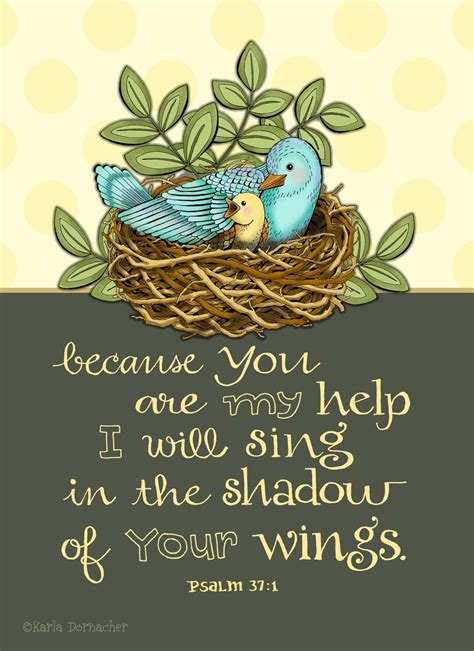 Shadow Of His Wings Psalm 37 Scripture Inspirational Art Print 1400