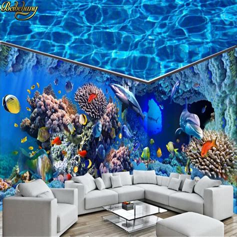 Beibehang Underwater World Dolphin Whale Full House Home Custom Mural