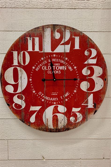 Wall Clock In Red With Farmhouse Style Vintage Wall Clock Red Wall