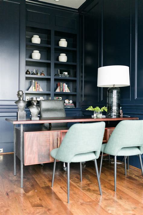 Shop for navy blue valances at bed bath & beyond. Modern Navy Blue Home Office with Exotic Wood Desk | HGTV