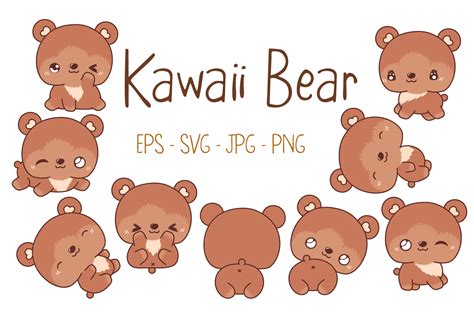 Kawaii Teddy Bear Set Illustrations Graphic By Artvarstudio · Creative