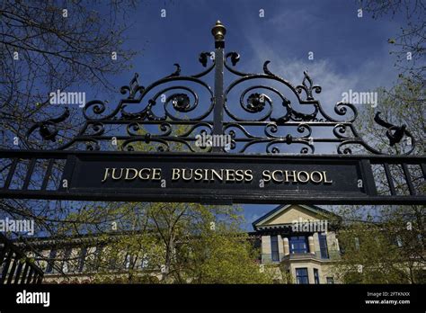 Front Gate Of Judge Business School Cambridge England Uk Stock Photo