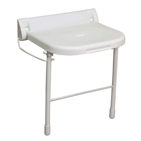 18 In Wall Mount Folding Shower Seat With Legs In White Iss191 The