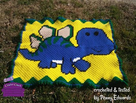 Baby Dinosaur Kids Afghan C2c Crochet Pattern Written Row By Row