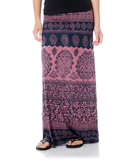 billabong anina crushed berry red maxi skirt zumiez