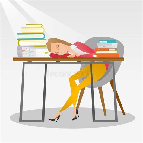 Student Sleeping At The Desk With Book Stock Vector Illustration Of