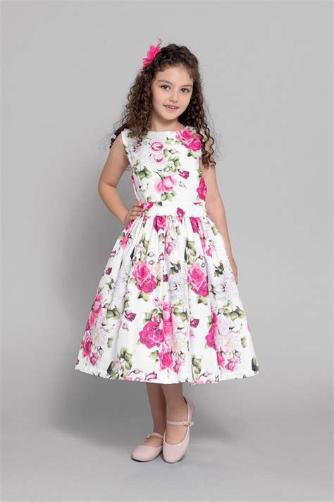 vestido infantil floral branco e pink daminha florista festa nina baunilhanina baunilhavestidos