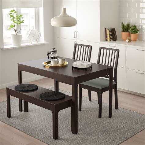 Ekedalen Ekedalen Table With Chairs And Bench Dark Brown Orrsta Light Grey Cm Ikea