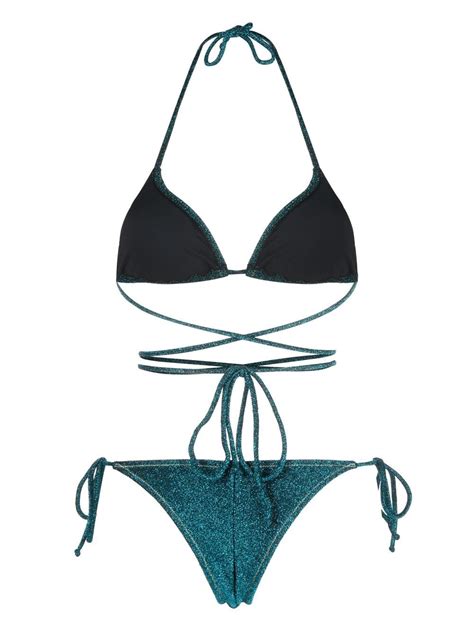 reina olga miami lurex triangle bikini in blue modesens