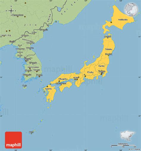 Although japan does share a land border with any countries, it shares maritime borders with the following nations: Savanna Style Simple Map of Japan