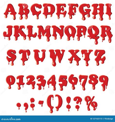 Bloody Red Alphabet Gaming Stylized Font Isolated English Alphabet