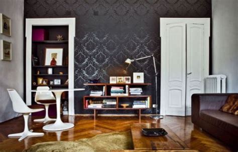 Free Download Living Room With Wallpaper Black Wallpaper Decor