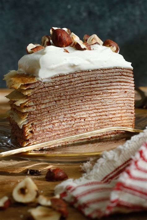 Chocolate Hazelnut Crepe Cake Recipe Recipe Desserts Crepe Cake
