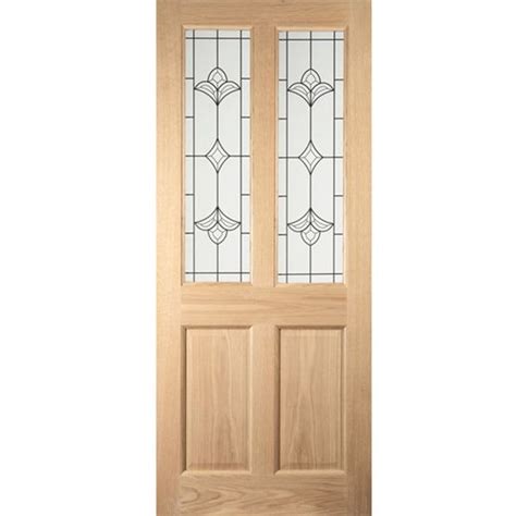 Jeld Wen Curated Oregon External Oak 4 Panel Decorative Glazed Door