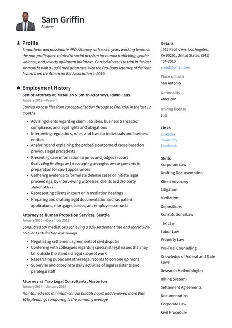 Looking at an example of a resume that you like is a good way to determine the appearance you're after. 18 Attorney Resume Examples & Writing Guide | PDF's & Word ...