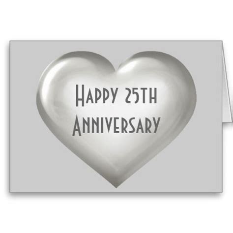 Happy 25th Anniversary Silver Glass Heart Card Happy