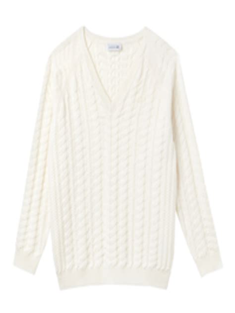 buy lacoste women off white self design wool pullover sweaters for women 7576887 myntra