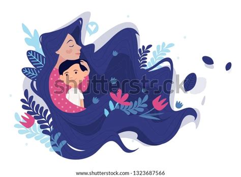 mothers lovemoms hug mom sonvector illustration stock vector royalty free 1323687566