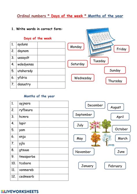 We did not find results for: Ordinal numbers, days, months worksheet