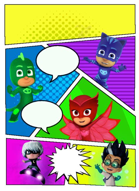 4 Convites Pj Masks Para Imprimir GrÁtis