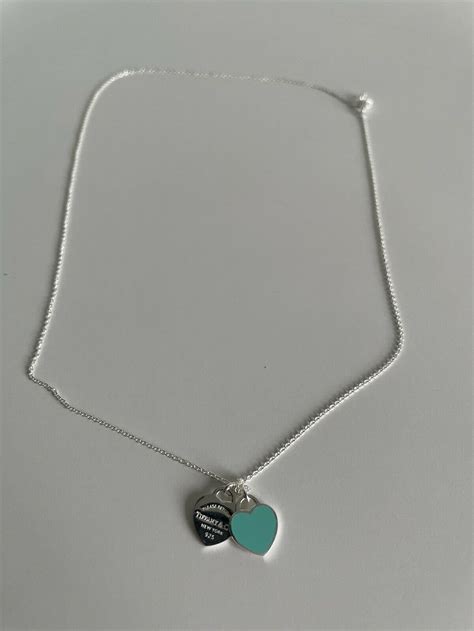 Genuine Return To Tiffany Blue Double Heart Tag Pendant Silver Etsy
