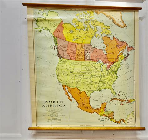 Large University Chart Political Map Of North America By Bacon