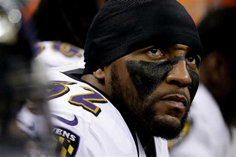 Baltimore Ravens Linebacker Ray Lewis Looks Around Before Their Nfl