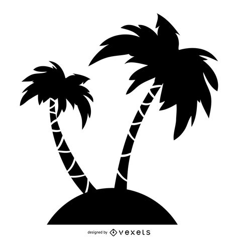 Simple Silhouette Palm Tree Clipart - Rectangle Circle