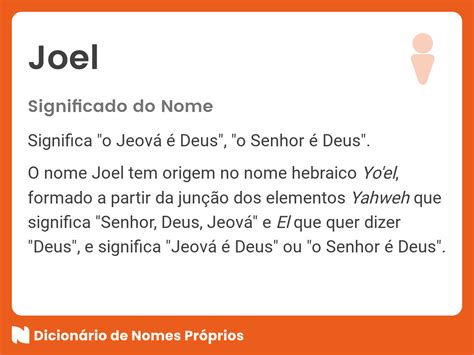 Significado Do Nome Joel Dicionário De Nomes Próprios