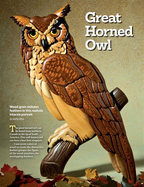 Great Horned Owl Intarsia By Kathy Wise Intarsia Patterns Intarsia