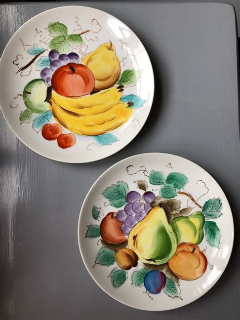 Set Of Two Vintage Hand Painted Fruit Plates Vintage Etsy