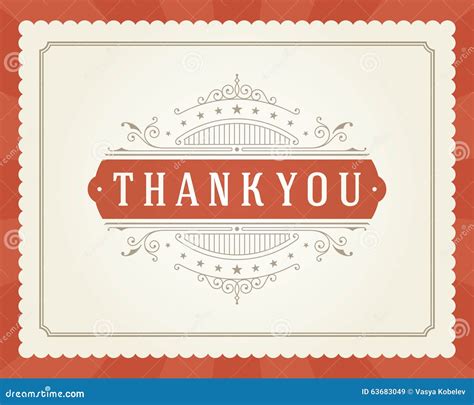 Thank You Typography Message Vintage Greeting Card Stock Vector