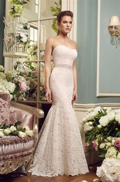 Strapless Lace Wedding Dress Style 2165 Mikaella Bridal