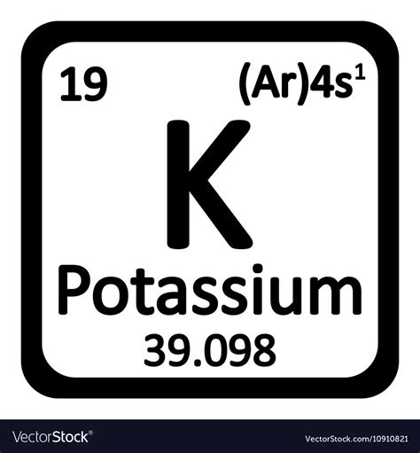 Periodic Table Element Potassium Icon Royalty Free Vector