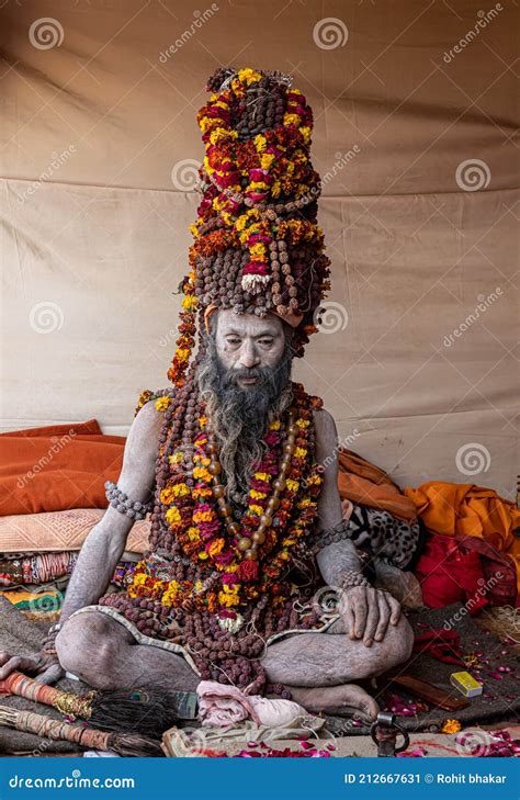 Portrait Of Naga Sadhu At Kumbh Mela Editorial Photo Image Of