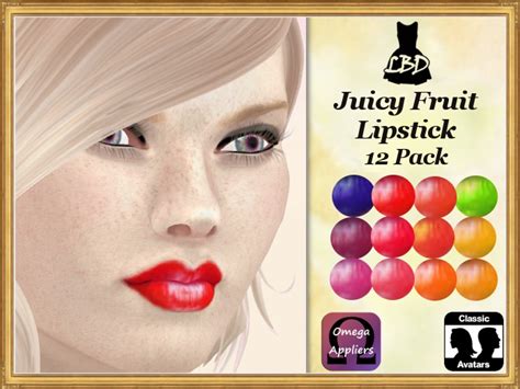 Second Life Marketplace Lbd Juicy Fruits Lipstick 12 Pack