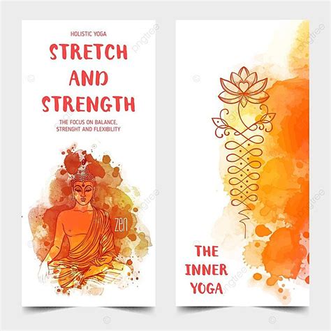 Yoga Card Template With Ornamental Design Over Watercolor Background