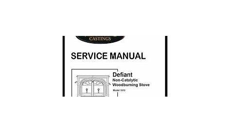Vermont Castings Defiant 1610 Non Catalytic SERVICE MANUAL For Wood
