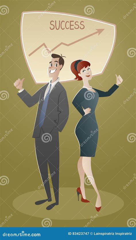Business Man And Woman Proud Of Their Success Stock Illustration
