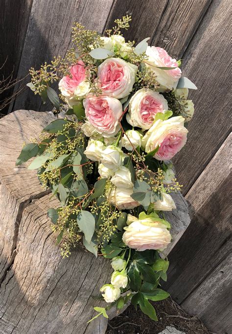Hand Tied Cascading Wedding Bouquet Passionflower Vine Seeded