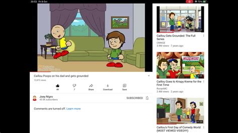 Caillou Poops On His Boris And Gets Grounded Youtube