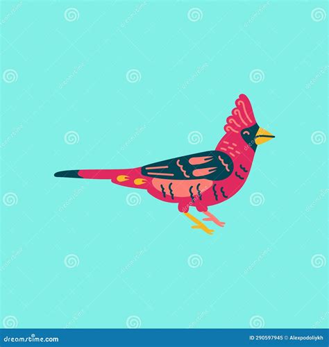 Red Cardinal Bird Color Element Abstract Exotic Animal Stock