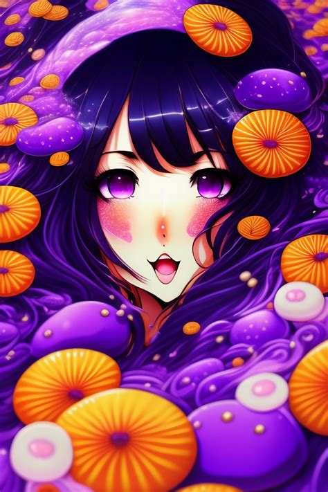 Lexica A Manga Girl Tripping On Shrooms Drowning In Mushrooms Smile