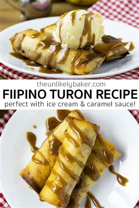 Also known as lumpiang saging (filipino for banana lumpia), is a philippine snack made of thinly sliced bananas (preferably saba or cardaba bananas), dusted with brown sugar, rolled in a spring roll wrapper and fried. Filipino Turon Recipe with Salted Caramel Sauce in 2020 ...