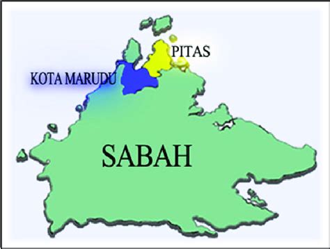 Location Map Of Kota Marudu District Blue And Pitas District Yellow
