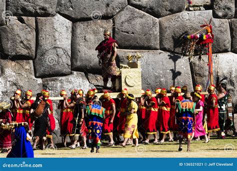 Inti Raymi Ceremony Peru South America Inca Costumes King Editorial