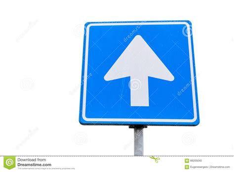 One Way Street Blue Square Road Sign With Arrow Stock