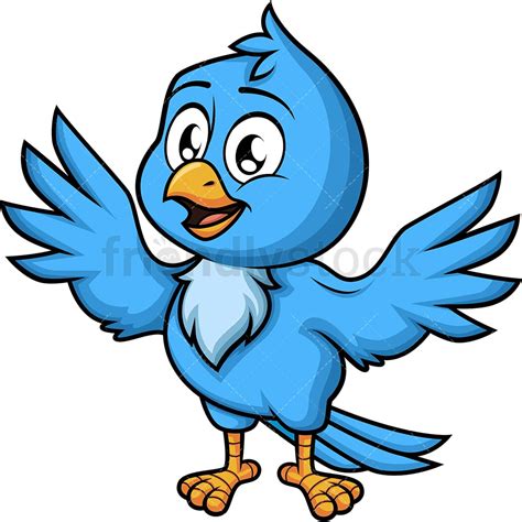 Happy Blue Bird Cartoon Vector Clipart Friendlystock