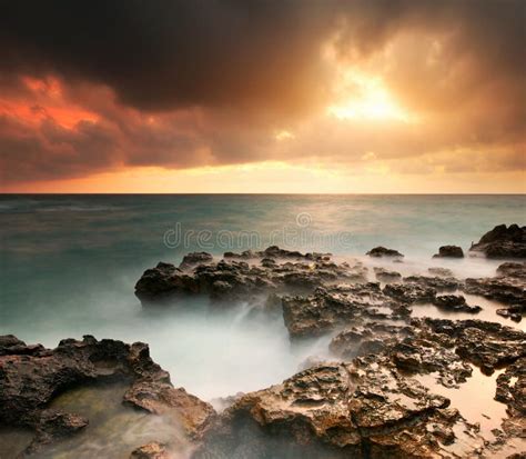 Beautiful Seascape Nature Composition Of Sunset Stock Image Image